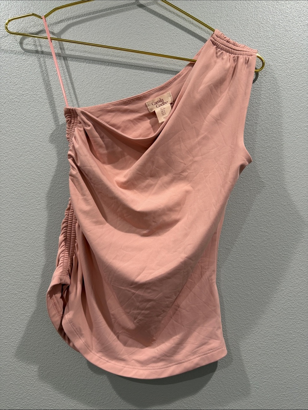 Camila Coelho One-Shoulder Asymmetrical Ruched Top - Dusty Rose Size Small BNWT